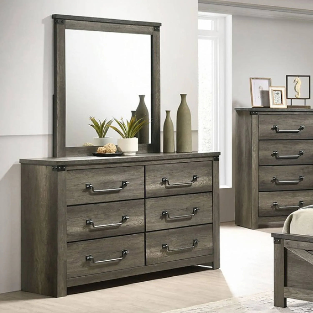Britonale Rustic Gray 5-Piece Queen Bedroom Set by Furniture of America at Eve Furniture