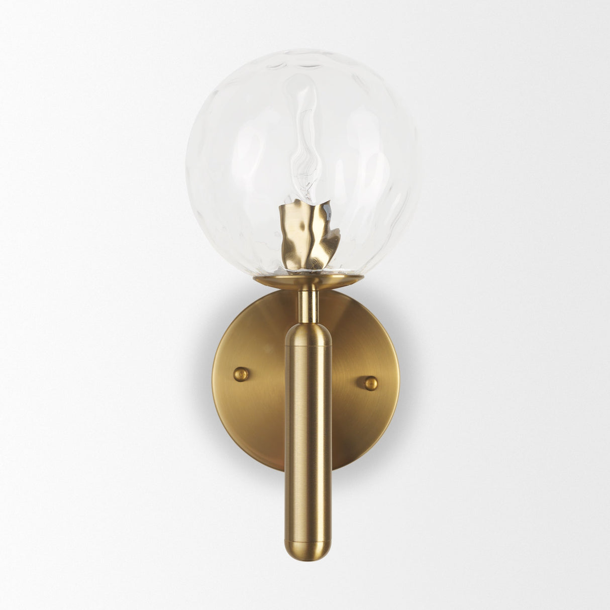 Britton Gold Metal w/ Clear Glass Globe 1-Light Wall Sconce by Mercana at Eve Furniture