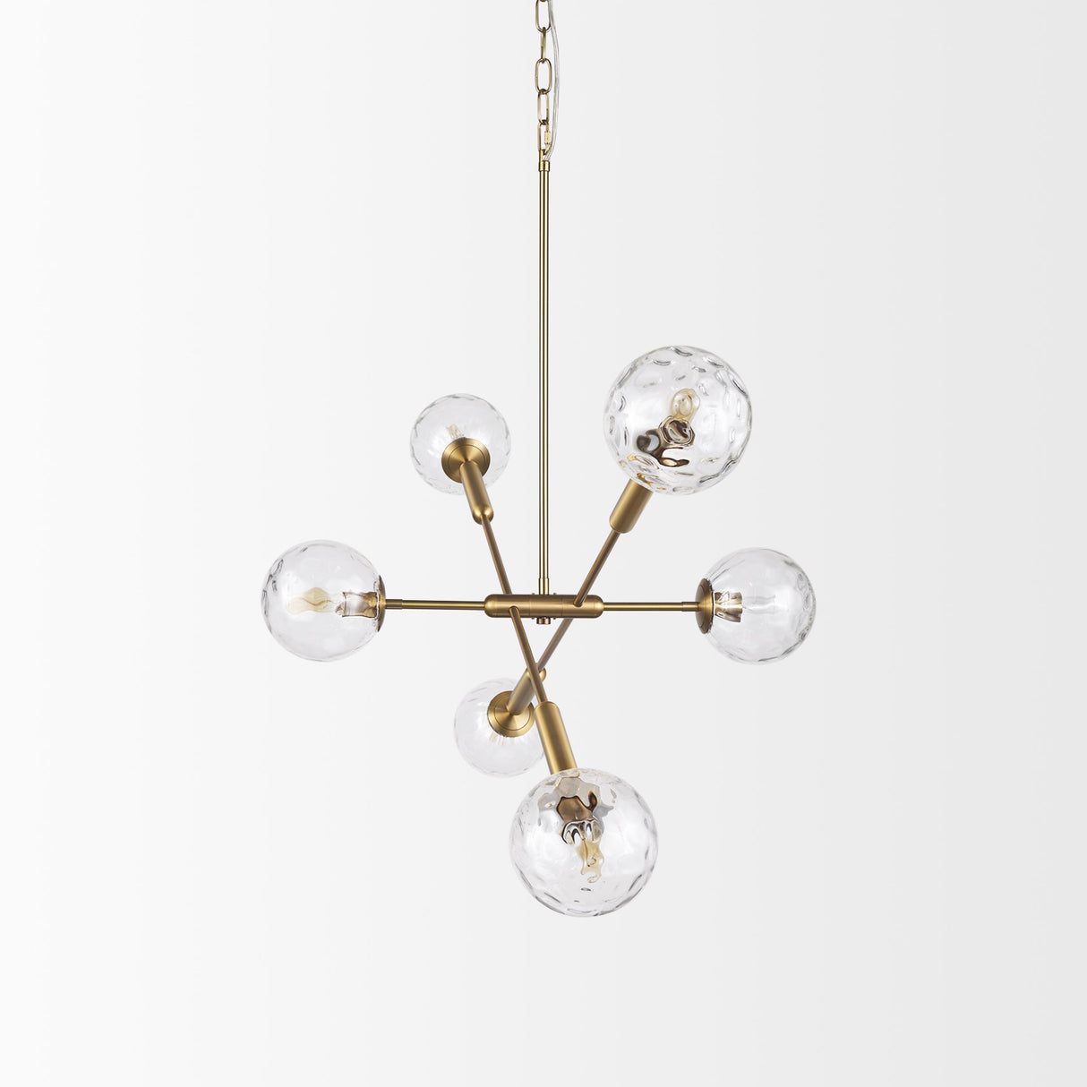 Britton Gold Metal w/ Clear Glass Globes 6-Light Chandelier by Mercana at Eve Furniture