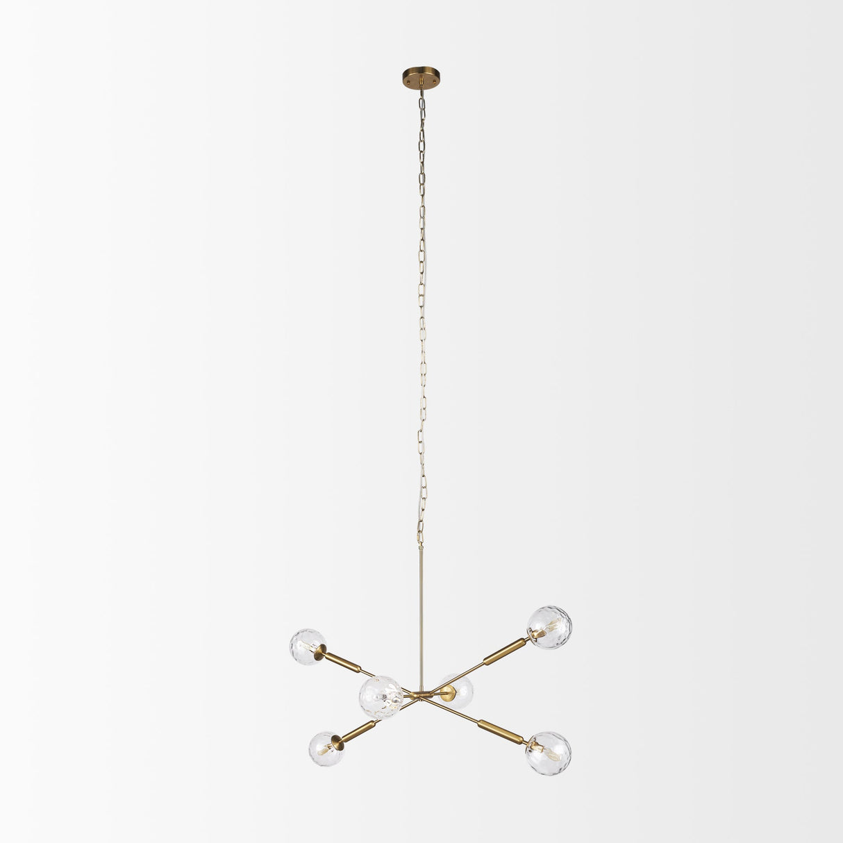 Britton Gold Metal w/ Clear Glass Globes 6-Light Chandelier by Mercana at Eve Furniture