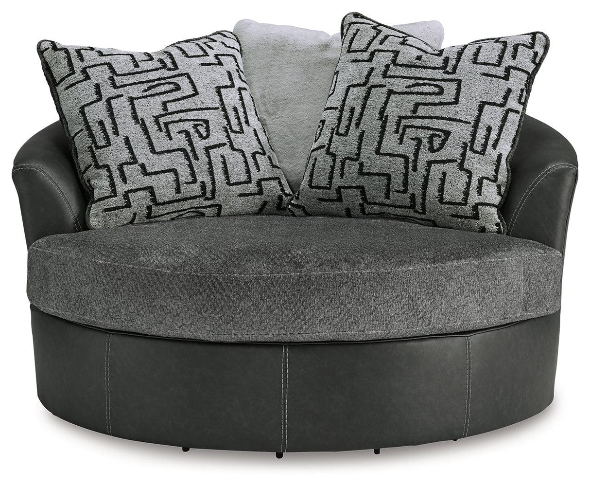 Brixley Pier Graphite Oversized Swivel Accent Chair by Ashley at Eve Furniture