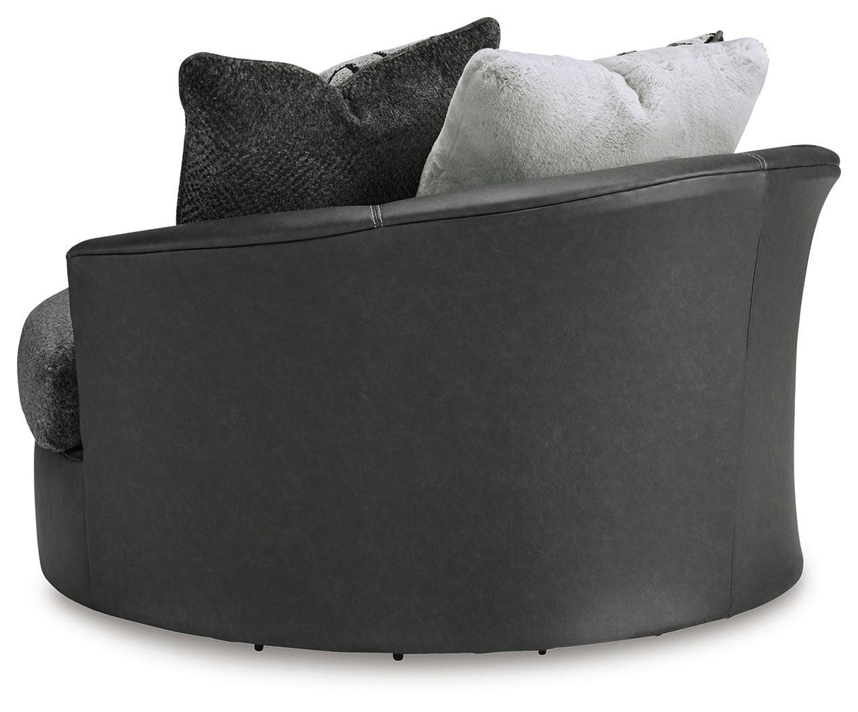 Brixley Pier Graphite Oversized Swivel Accent Chair by Ashley at Eve Furniture