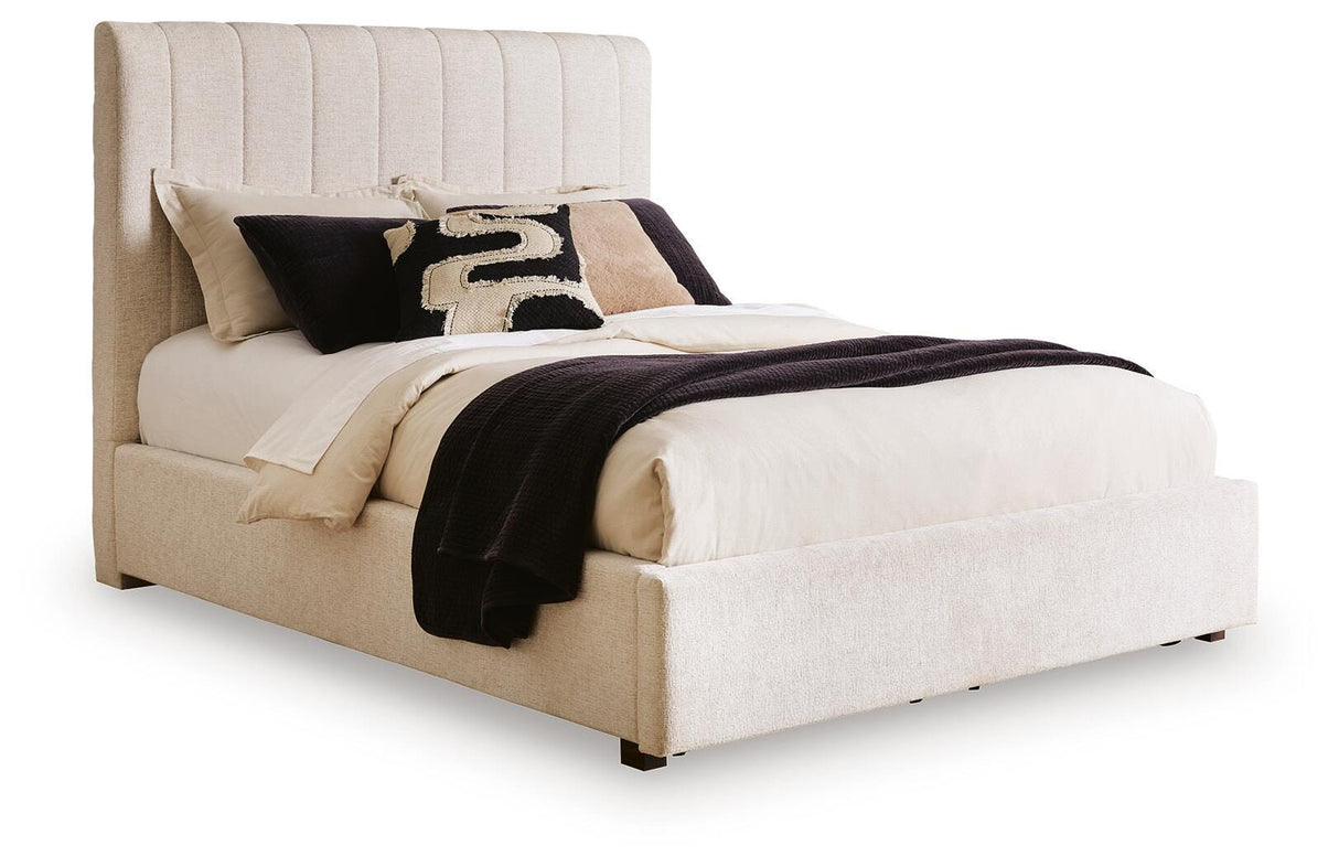 Brizmore Beige Queen Upholstered Storage Bed by Ashley at Eve Furniture