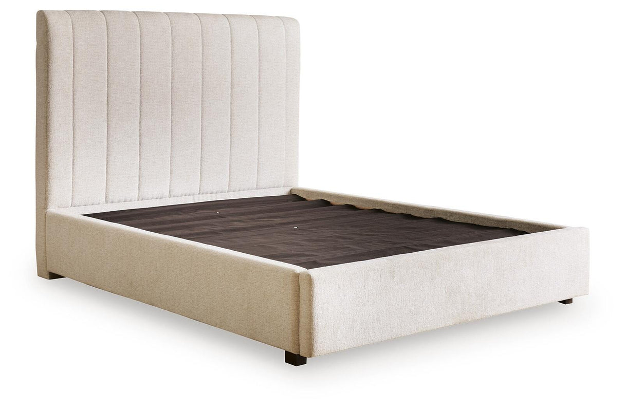Brizmore Beige Queen Upholstered Storage Bed by Ashley at Eve Furniture