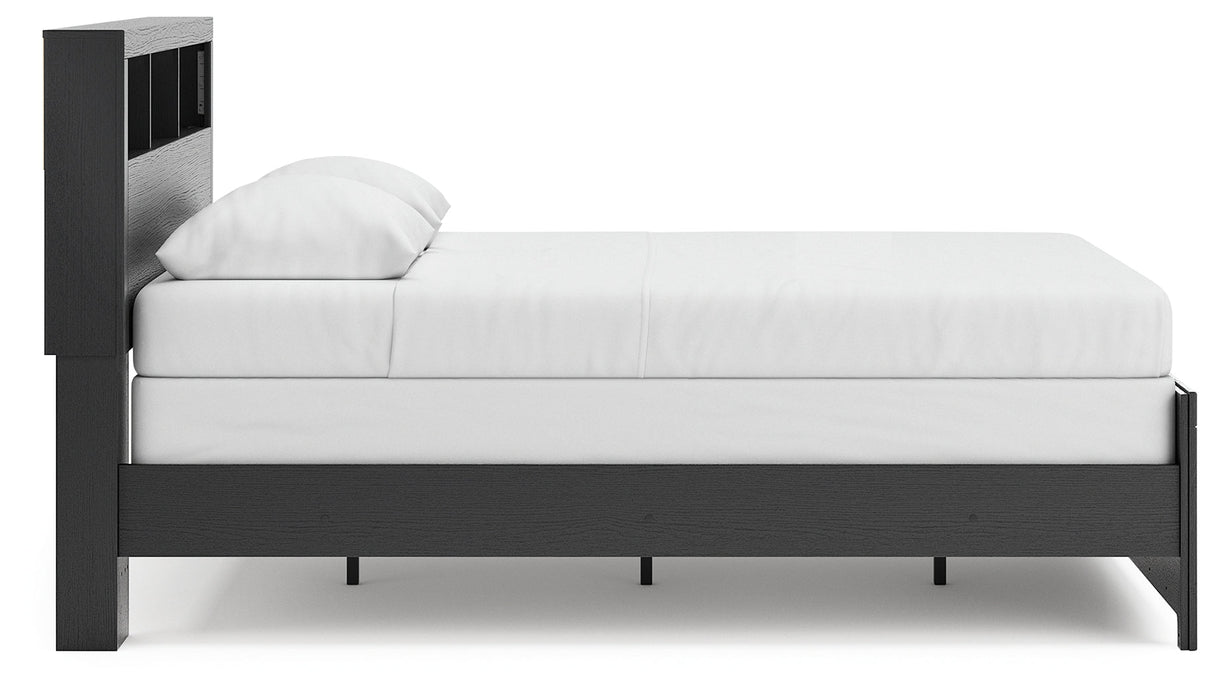 Broachmyn Black/Gray LED Bookcase Panel Bedroom Set by Ashley at Eve Furniture