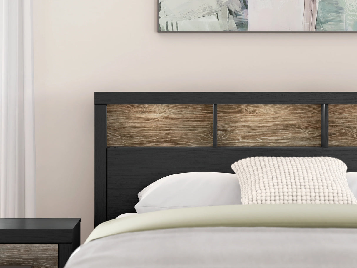 Broachmyn Black/Gray Queen Led Bookcase Panel Bed by Ashley at Eve Furniture