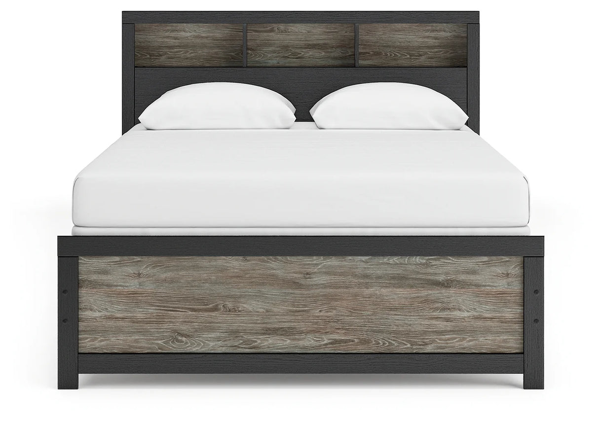 Broachmyn Black/Gray Queen Led Bookcase Panel Bed by Ashley at Eve Furniture