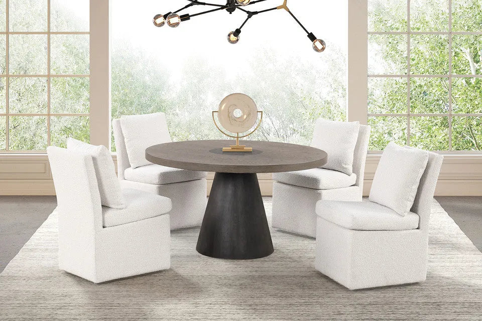 Broager White Rustic Oak/Dark Walnut 5-Piece Dining Room Set by Furniture of America at Eve Furniture