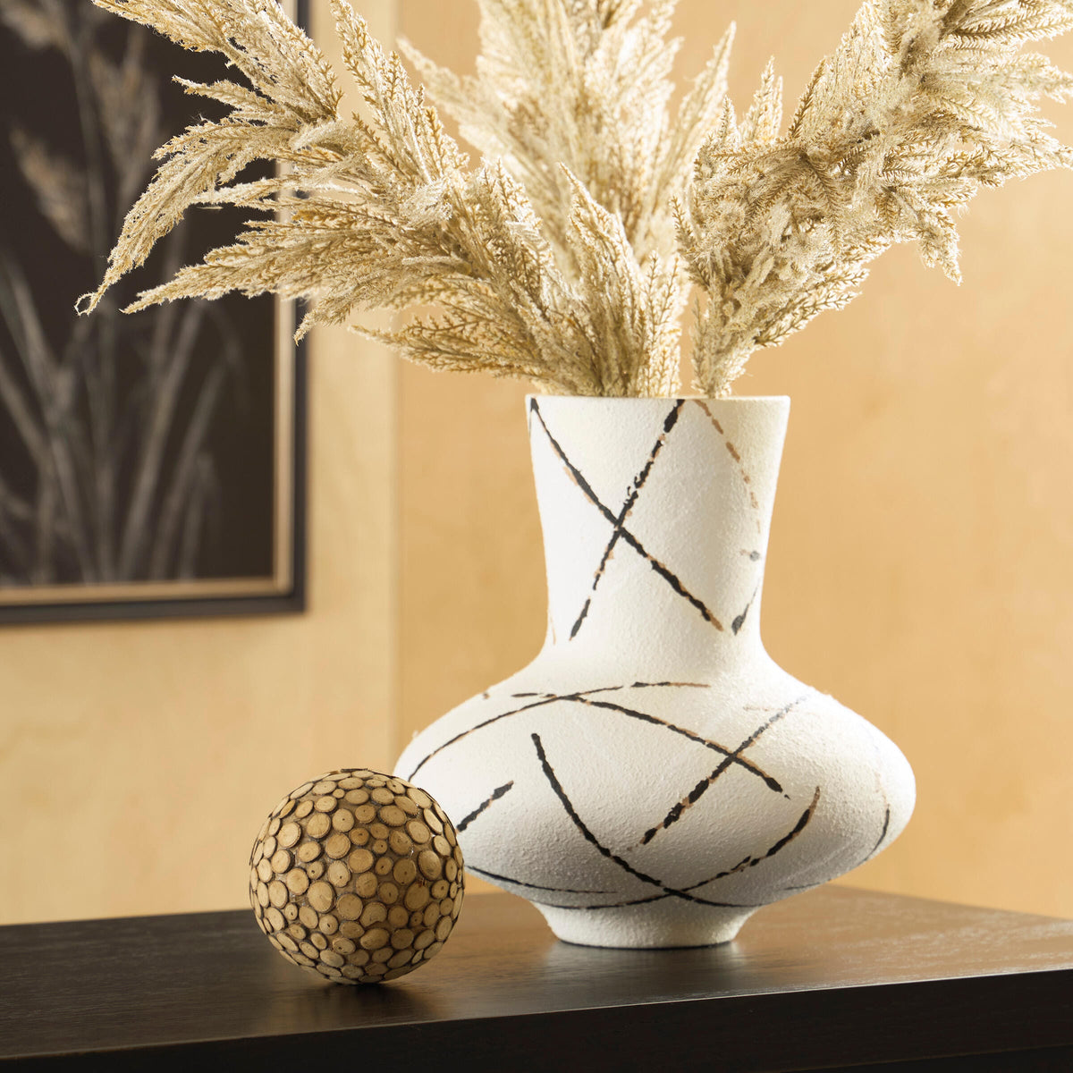 Brockford Cream/Black/Brown Vase by Ashley at Eve Furniture