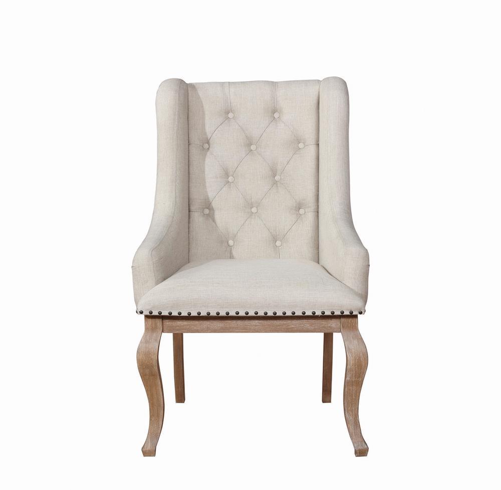 Brockway Cove Cream and Barley Brown Tufted Arm Chairs, Set of 2 by Coaster at Eve Furniture