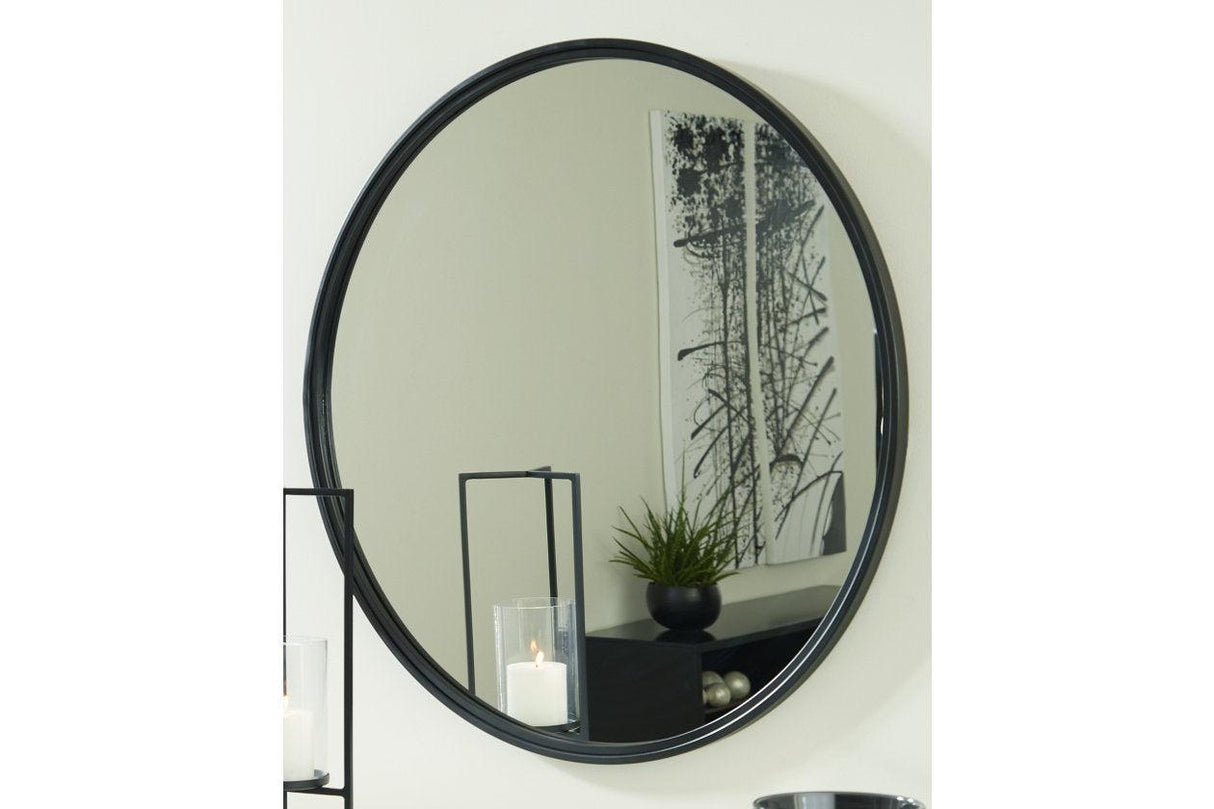 Brocky Black Accent Mirror by Ashley at Eve Furniture