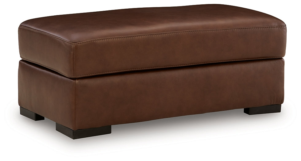 Brogliano Canyon Leather Ottoman by Ashley at Eve Furniture