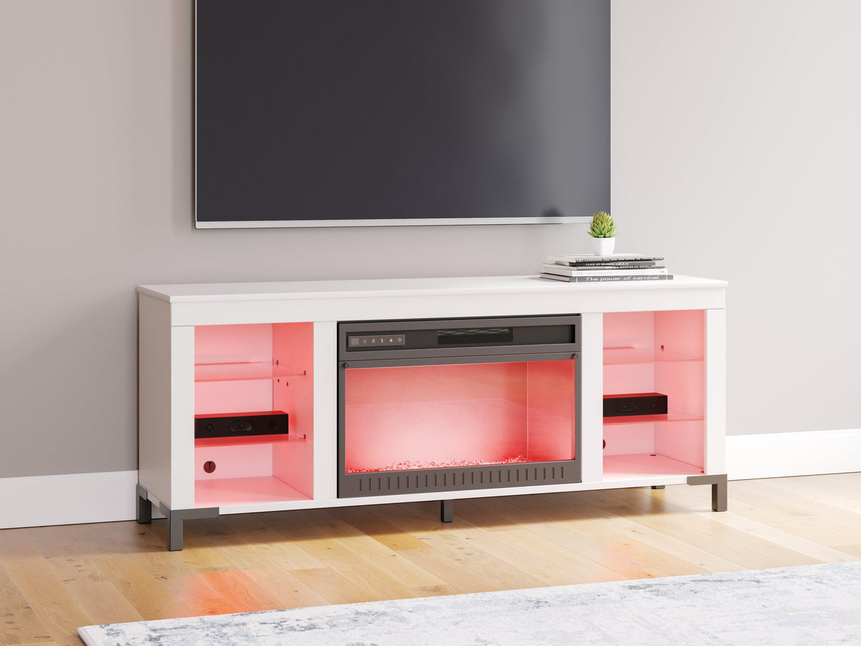 Brollevi White 60" TV Stand with Electric Fireplace by Ashley at Eve Furniture