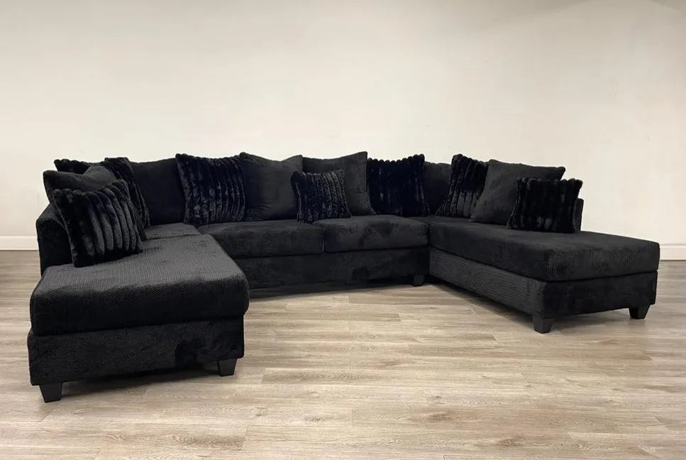 Brook Black Double Chaise Sectional by Happy Homes at Eve Furniture