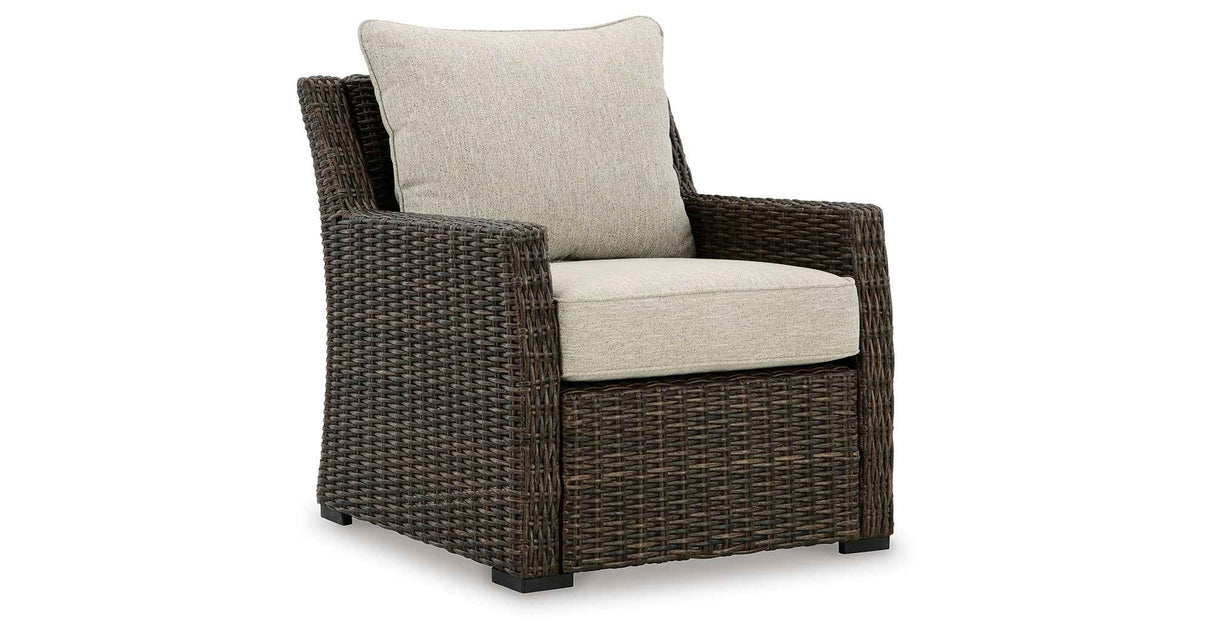 Brook Ranch Brown Outdoor Sectional Set with Lounge Chair and Coffee Table by Ashley at Eve Furniture