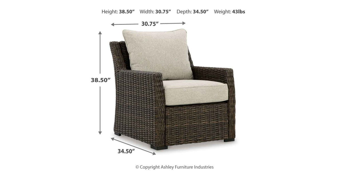 Brook Ranch Brown Outdoor Sectional Set with Lounge Chair and Coffee Table by Ashley at Eve Furniture