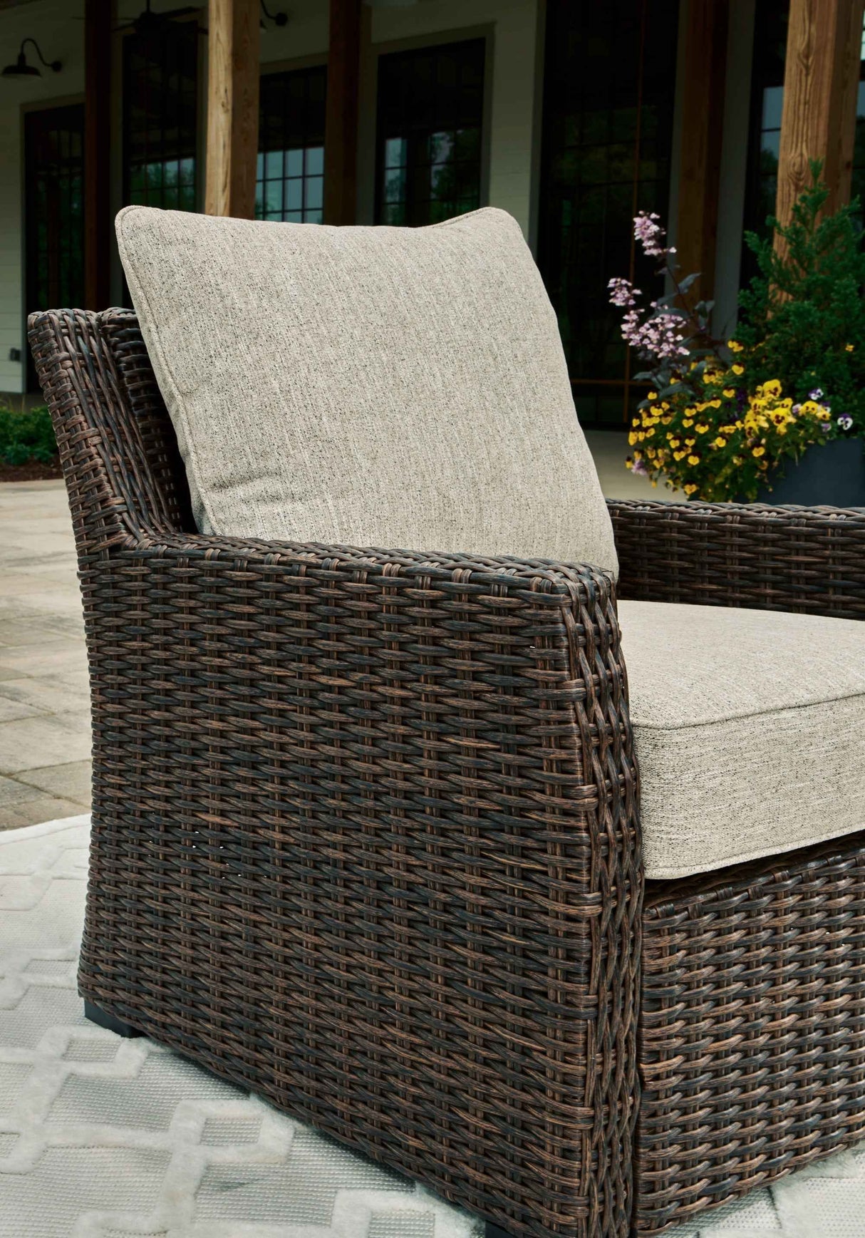 Brook Ranch Brown Outdoor Sectional Set with Lounge Chair and Coffee Table by Ashley at Eve Furniture