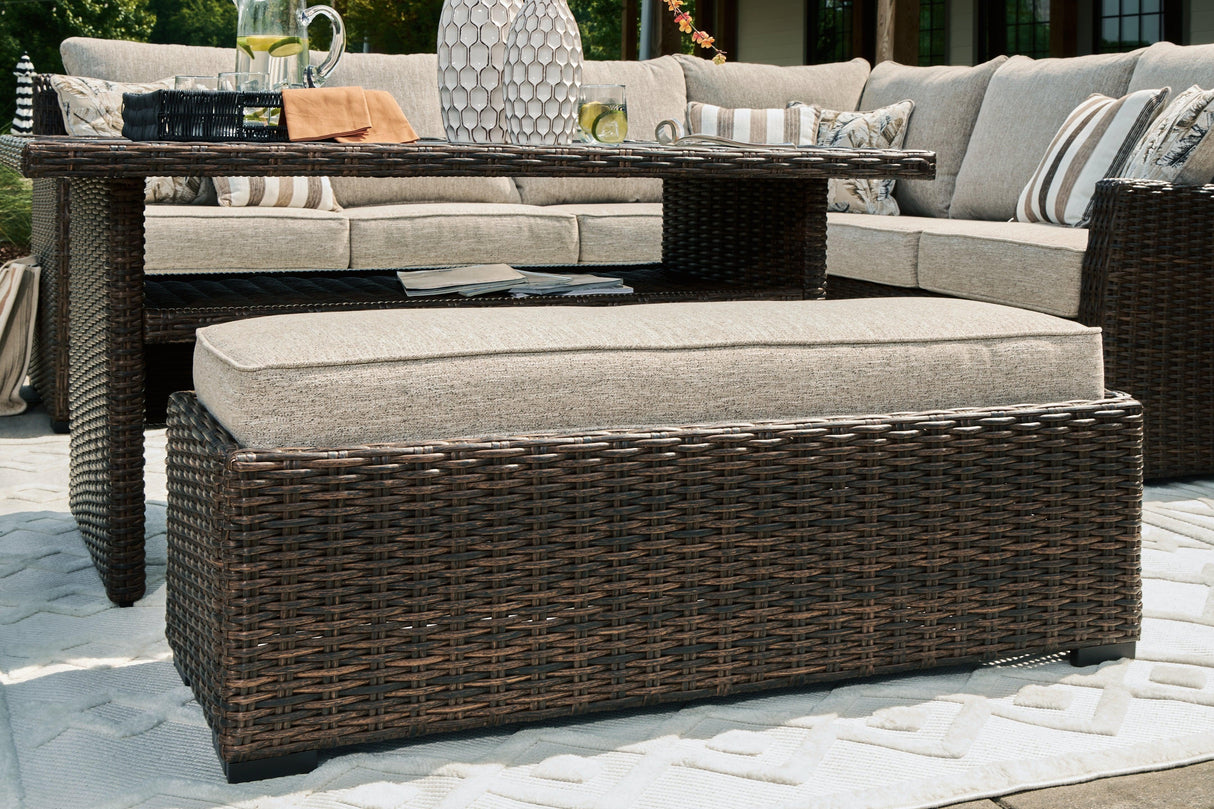 Brook Ranch Brown Outdoor Sofa Sectional with Cushion by Ashley at Eve Furniture