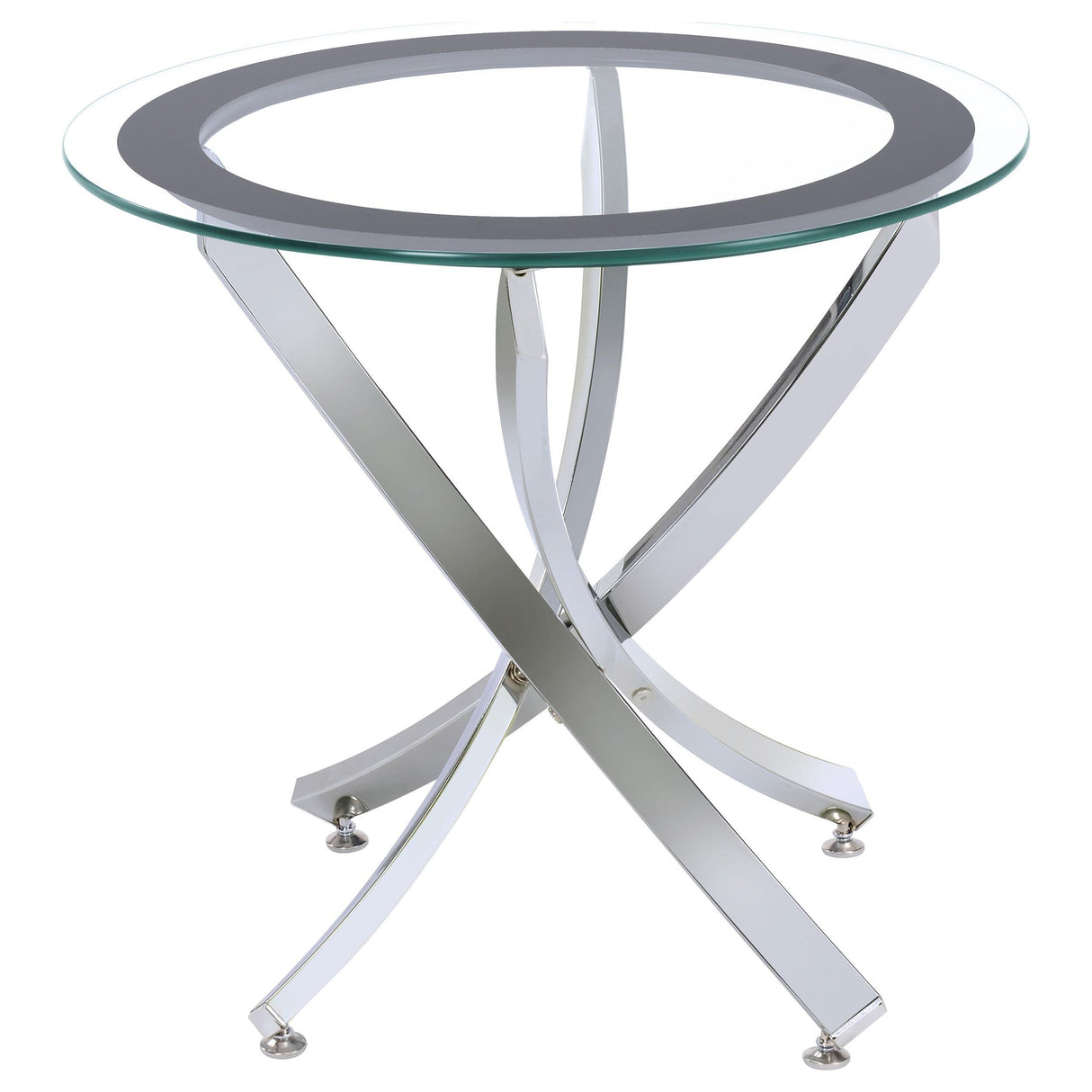 Brooke Chrome 2-piece Round Glass Top Coffee Table Set by Coaster at Eve Furniture