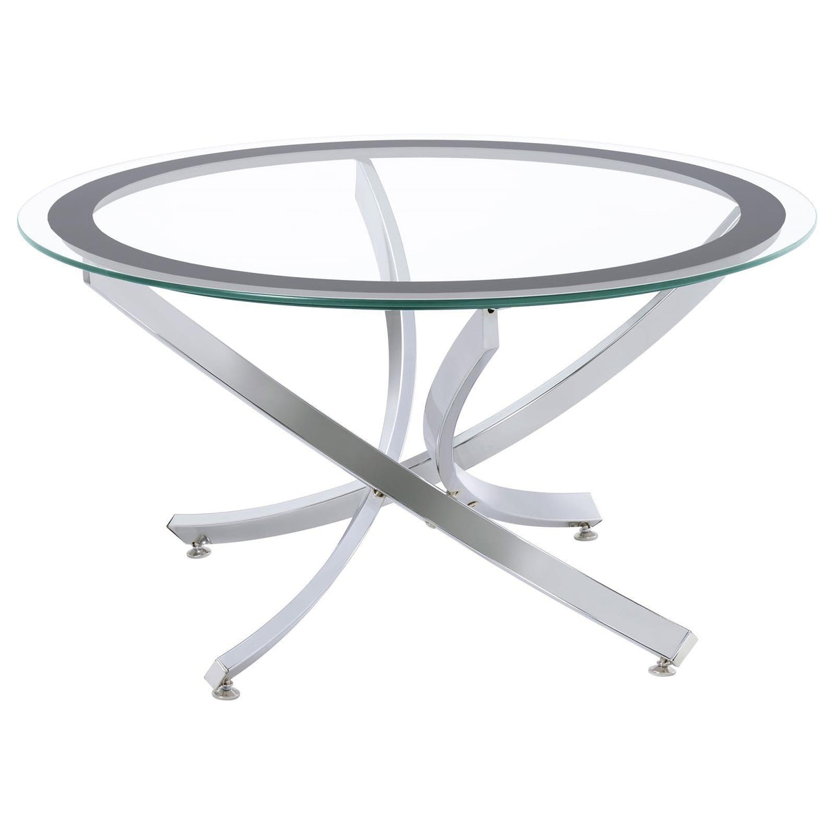 Brooke Chrome/Black Glass Top Coffee Table by Coaster at Eve Furniture
