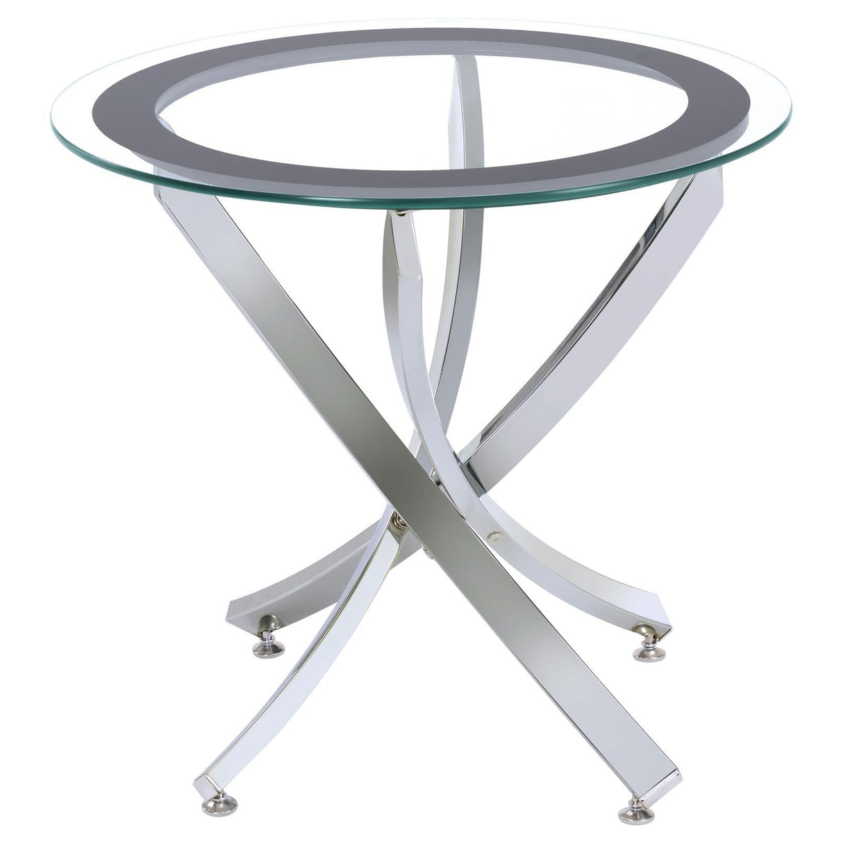 Brooke Chrome/Black Glass Top End Table by Coaster at Eve Furniture