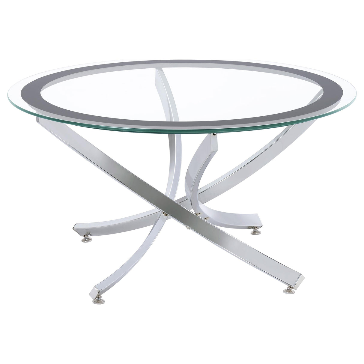 Brooke Chrome 3-piece Round Glass Top Coffee Table Set by Coaster at Eve Furniture