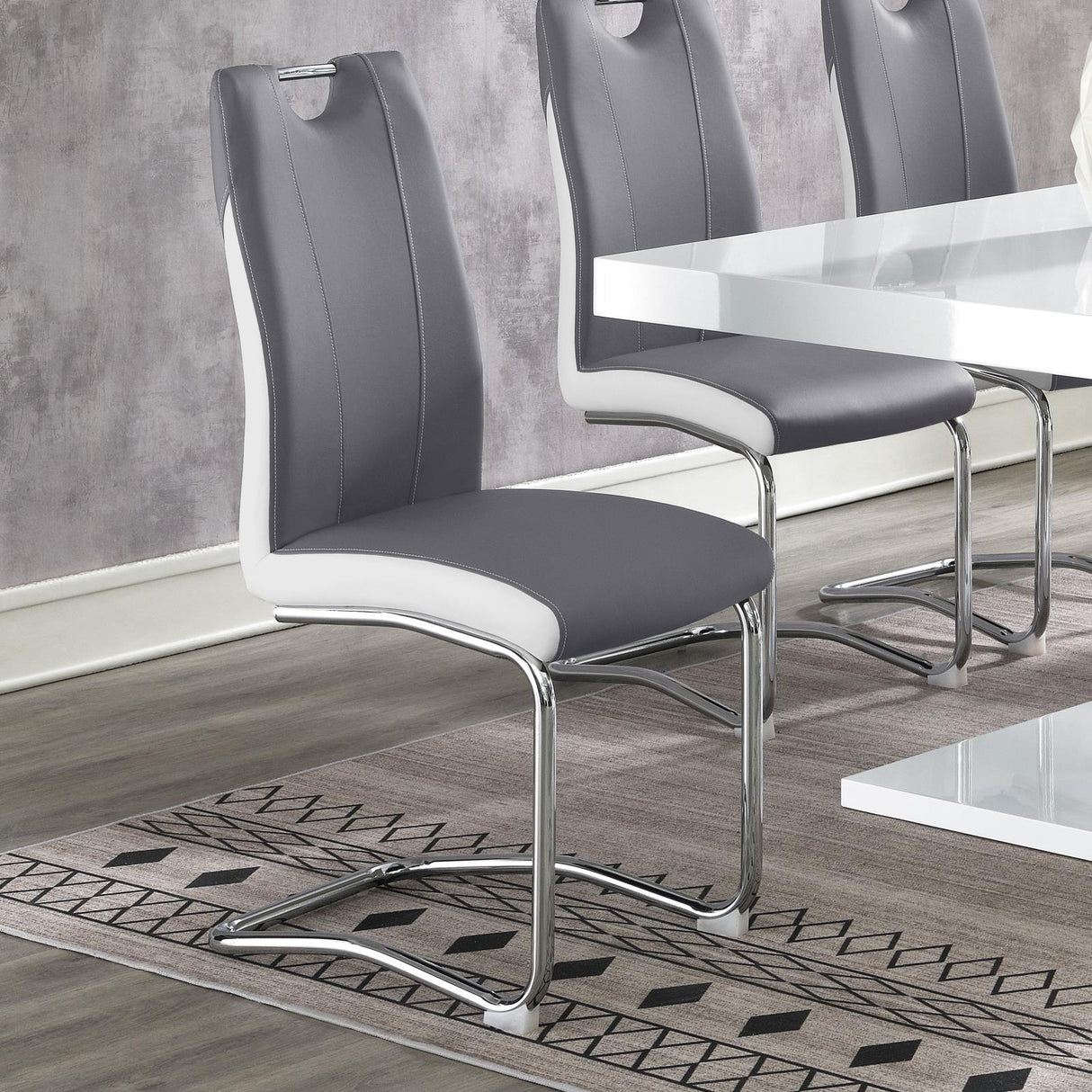 Brooklyn Gray/White Upholstered Side Chairs with S-frame, Set of 4 by Coaster at Eve Furniture