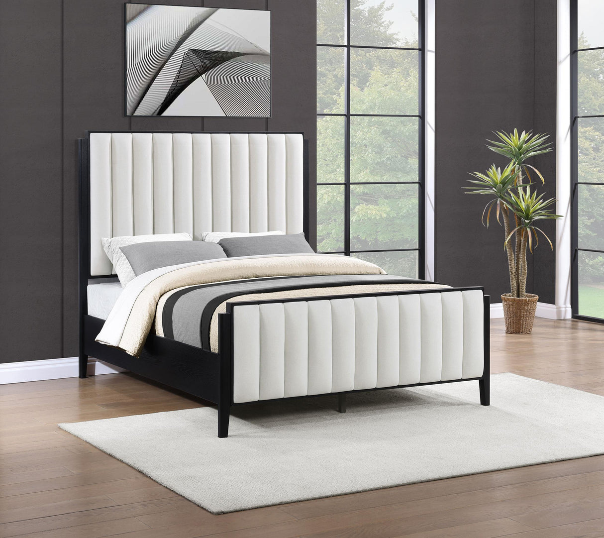 Brookmead Black 60-inch Upholstered Eastern King Bed by Coaster at Eve Furniture
