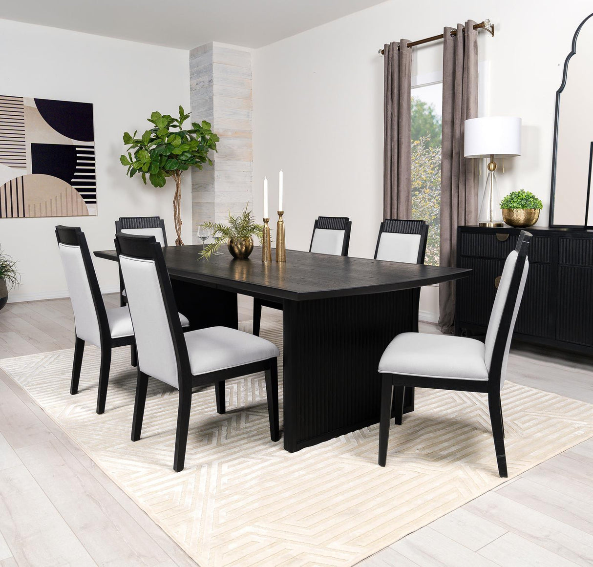 Brookmead Black 7-Piece Rectangular Dining Set with 18" Removable Extension Leaf by Coaster at Eve Furniture
