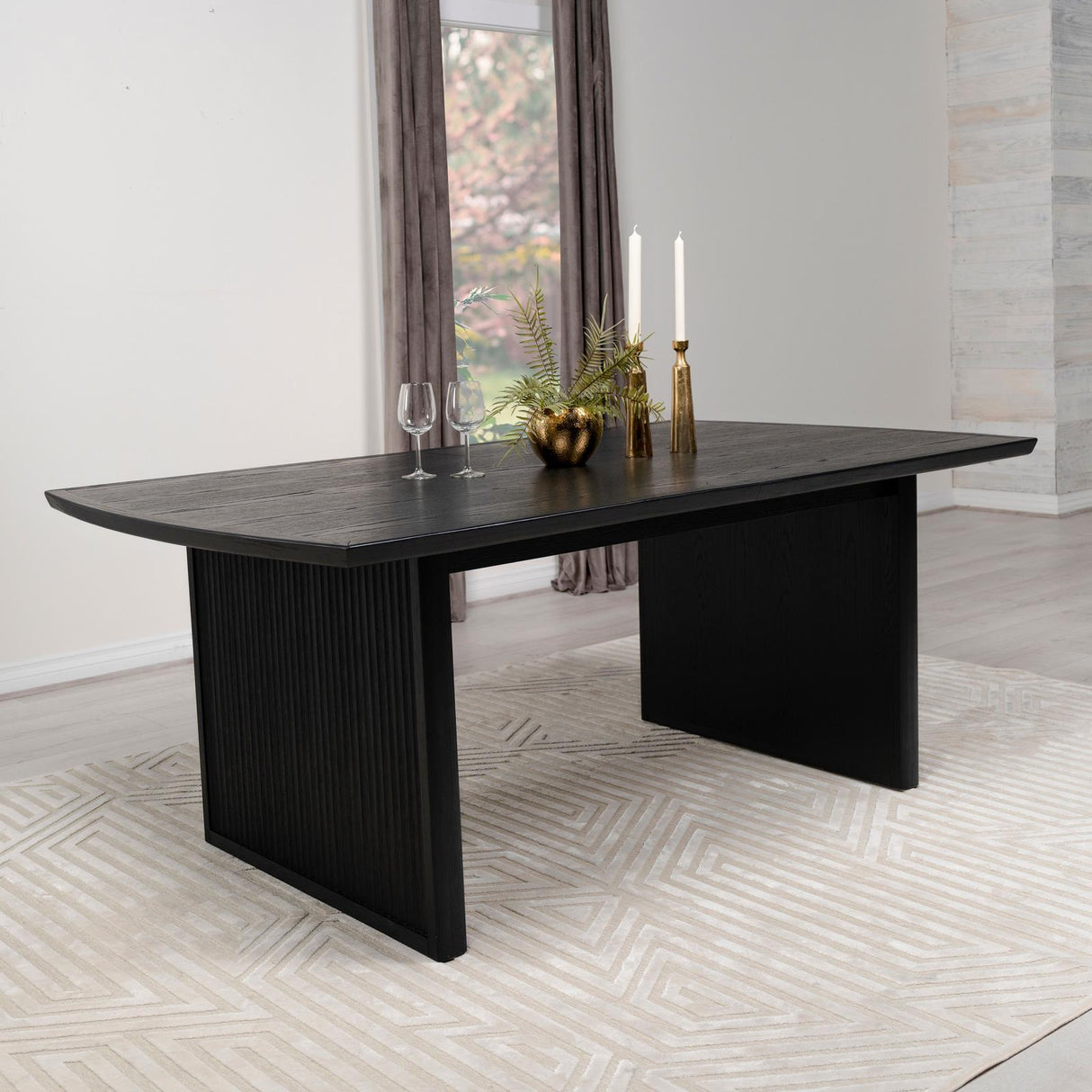 Brookmead Black Rectangular Dining Table with 18" Removable Extension Leaf by Coaster at Eve Furniture
