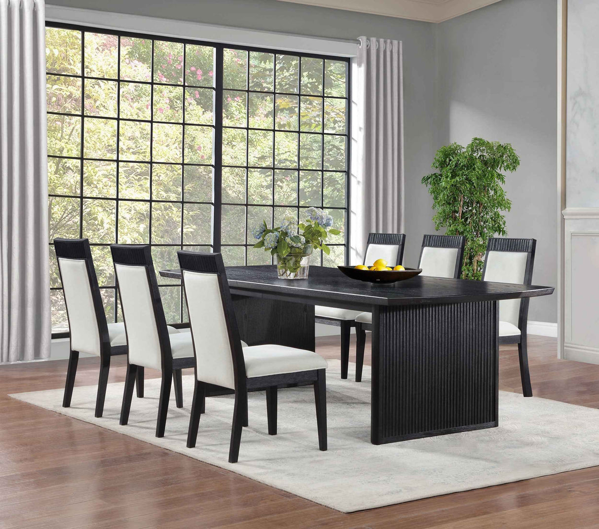 Brookmead Black/Ivory 7-piece Extension Leaf Dining Table Set by Coaster at Eve Furniture