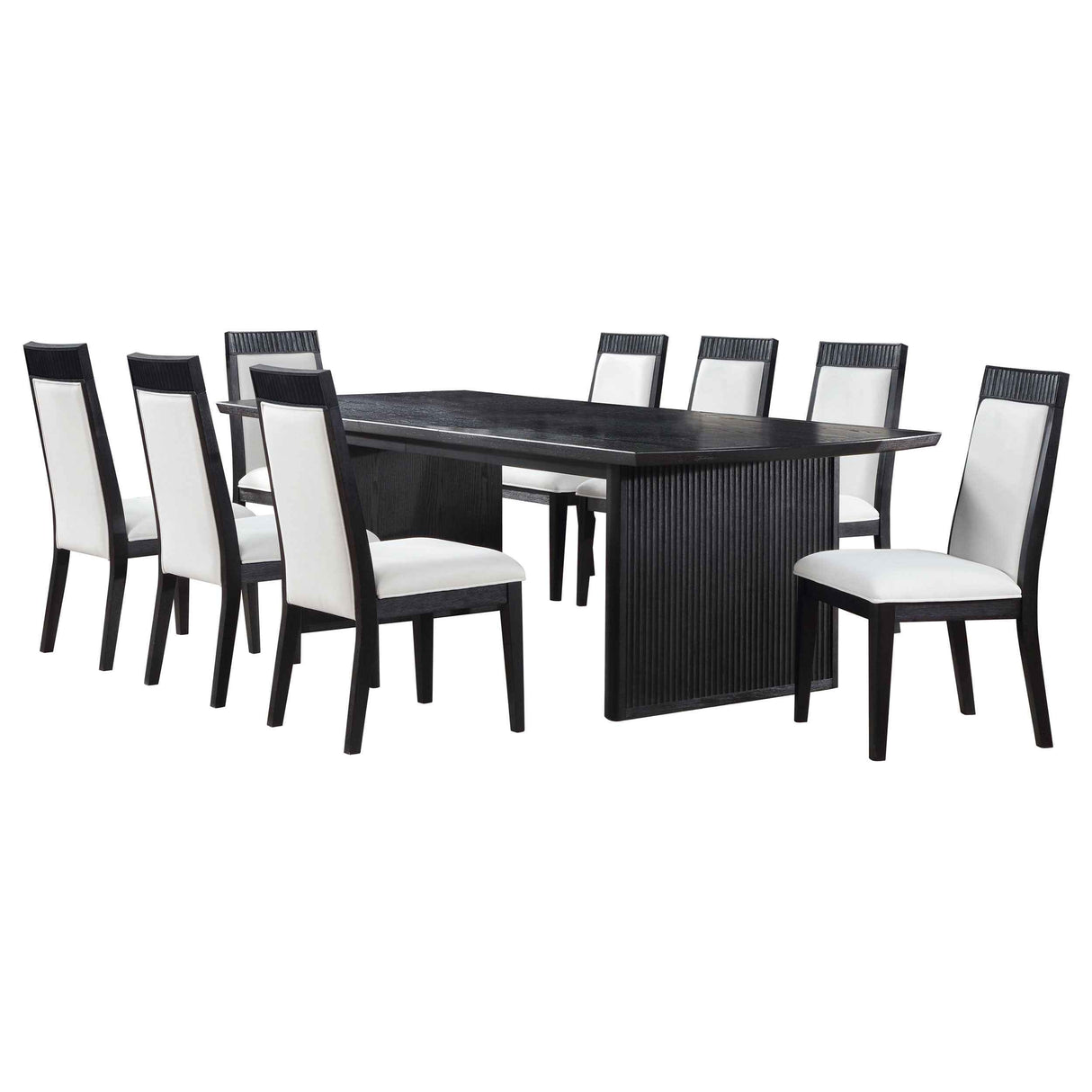 Brookmead Black/Ivory 9-piece Extension Leaf Dining Table Set by Coaster at Eve Furniture