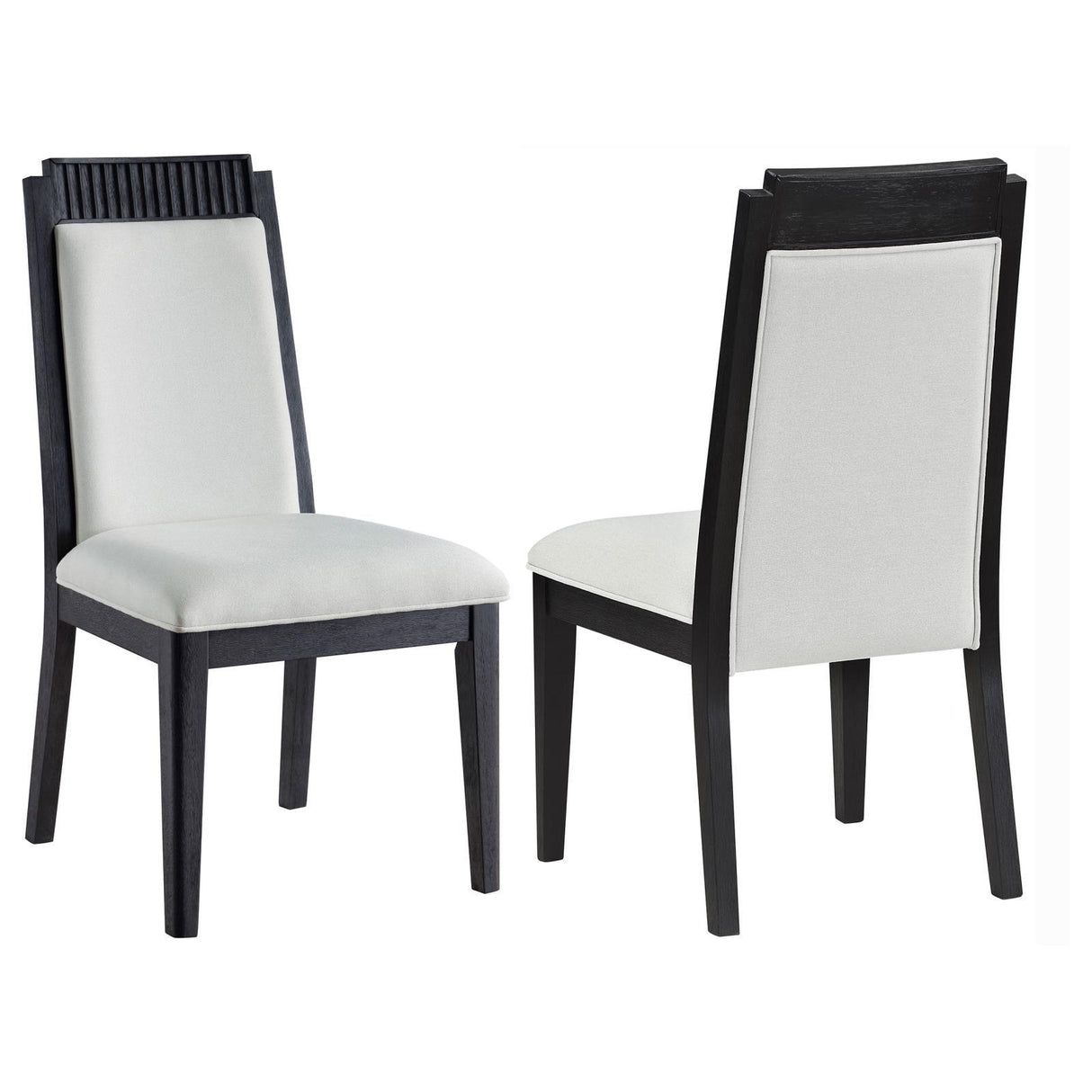 Brookmead Upholstered Dining Side Chair Ivory and Black (Set of 2) by Coaster at Eve Furniture