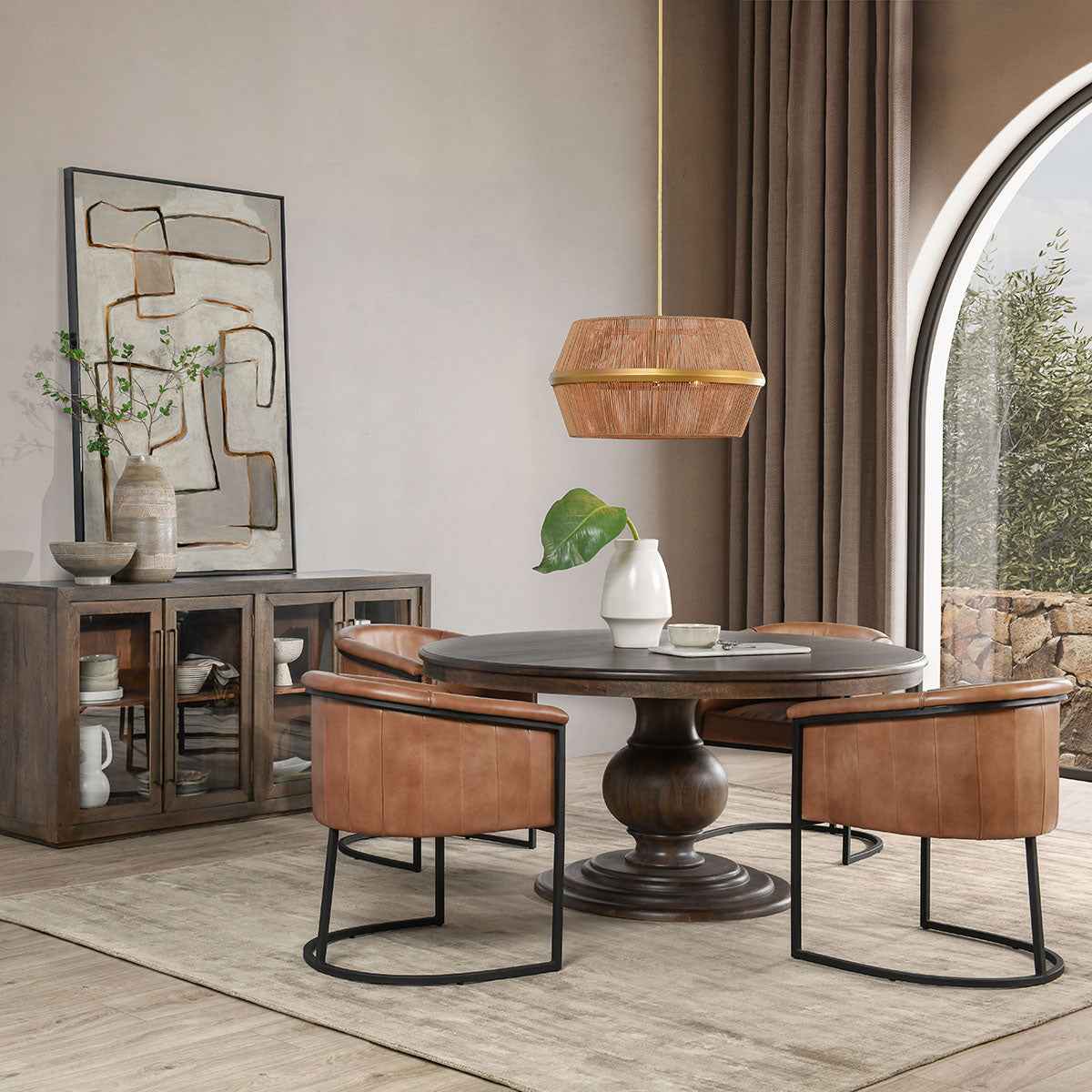 Brookside Cocoa Brown Round Dining Table by Classic Home at Eve Furniture