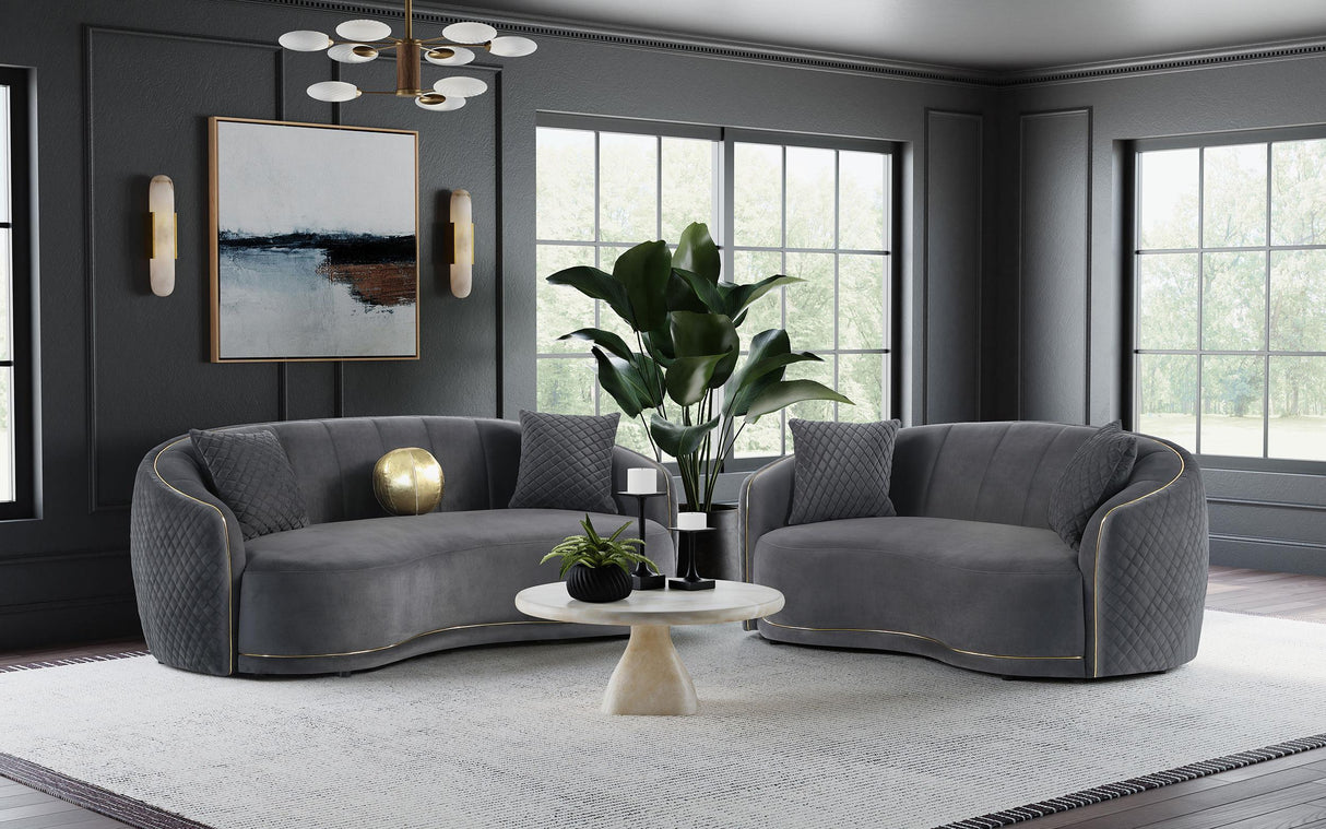 Brookside Dark Gray 2-piece Velvet Upholstered Sofa Set by Coaster at Eve Furniture
