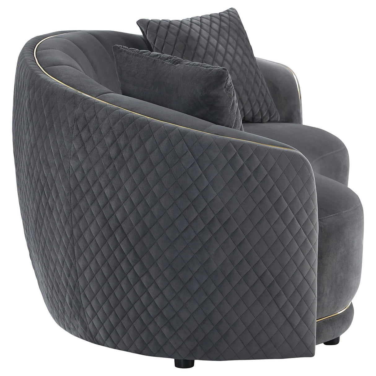Brookside Dark Gray Velvet Upholstered Curved Loveseat by Coaster at Eve Furniture