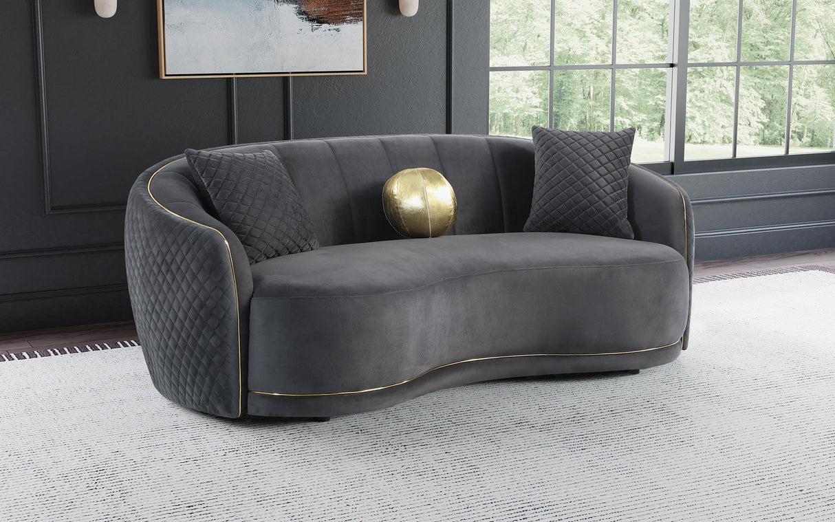 Brookside Dark Grey Velvet Upholstered Curved Sofa by Coaster at Eve Furniture