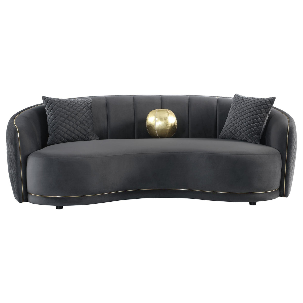 Brookside Dark Grey Velvet Upholstered Curved Sofa by Coaster at Eve Furniture