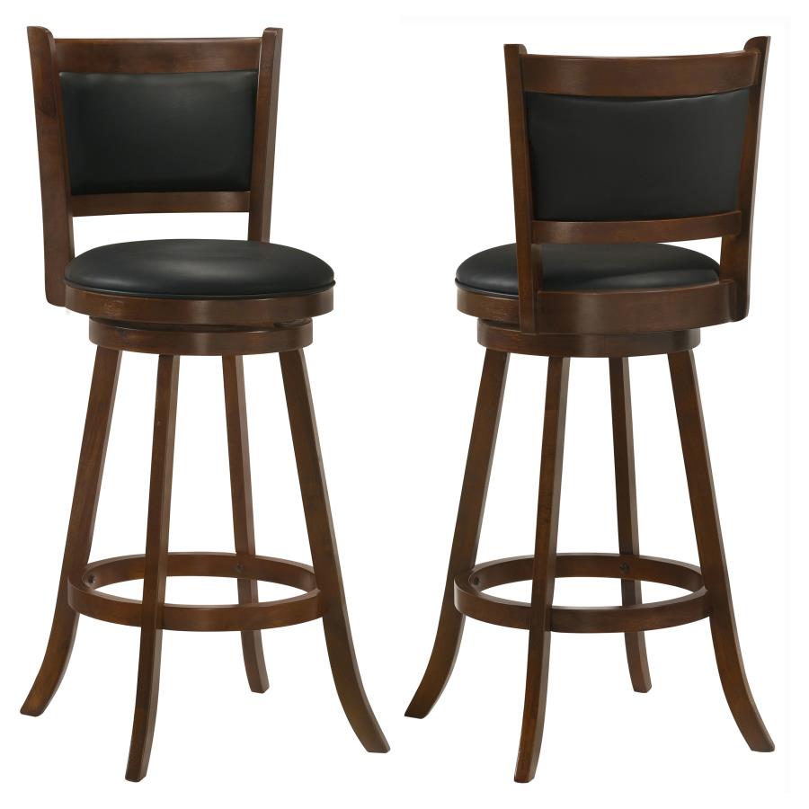 Broxton Chestnut/Black Upholstered Swivel Bar Stools, Set of 2 by Coaster at Eve Furniture