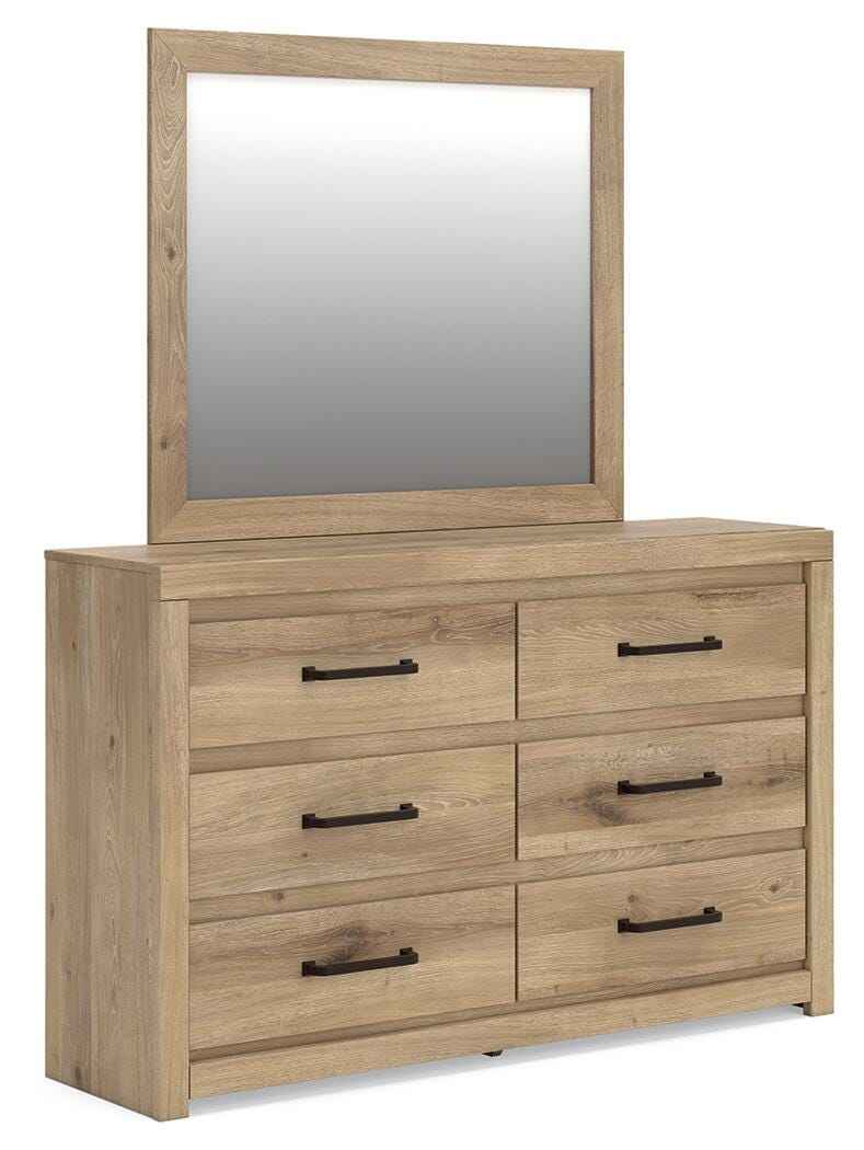 Brozmont Tan Dresser and Mirror by Ashley at Eve Furniture