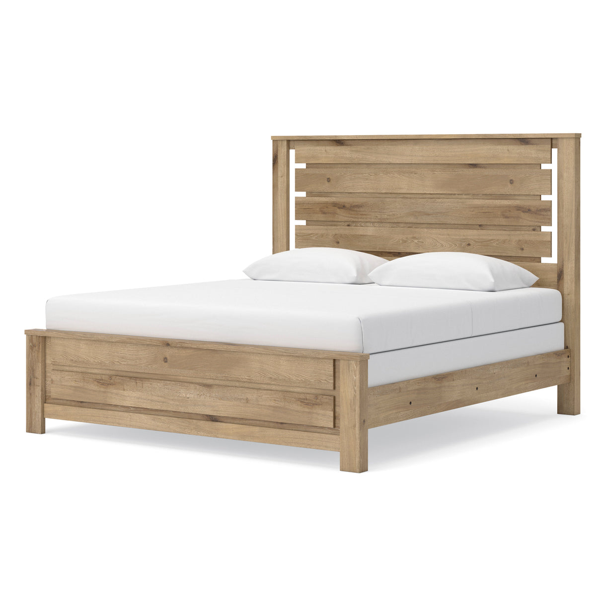 Brozmont Tan King Panel Bed by Ashley at Eve Furniture