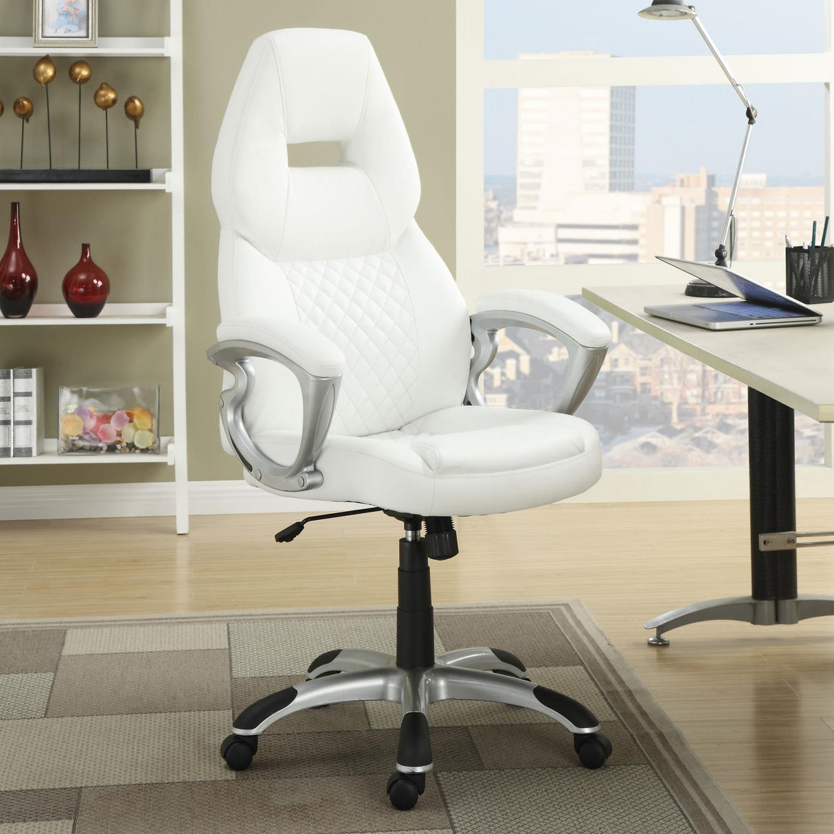 Bruce White/Silver Adjustable Height Office Chair by Coaster at Eve Furniture