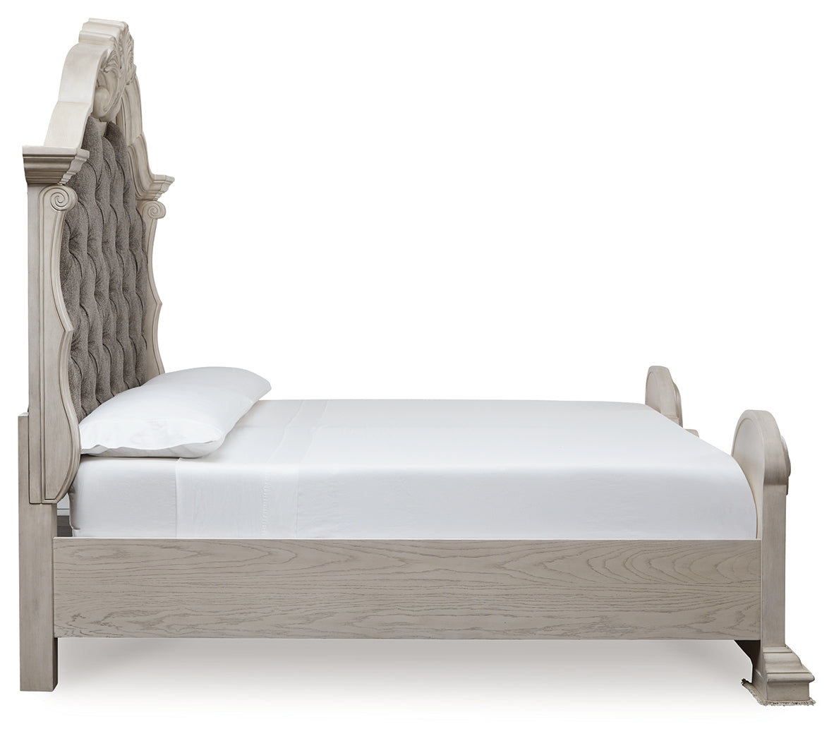 Bruchandi Antique White California King Upholstered Panel Bed by Ashley at Eve Furniture