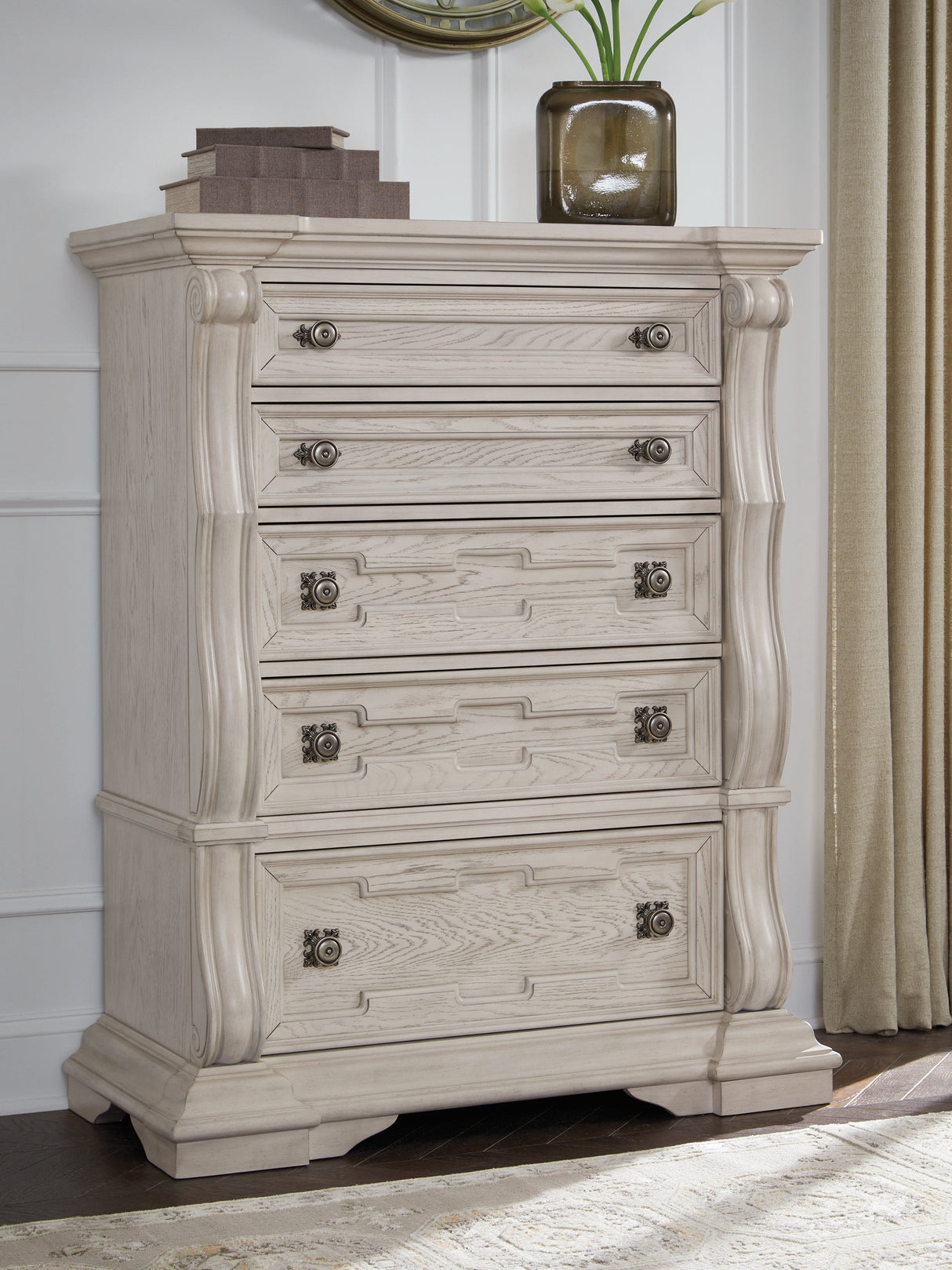 Bruchandi Antique White Chest of Drawers by Ashley at Eve Furniture