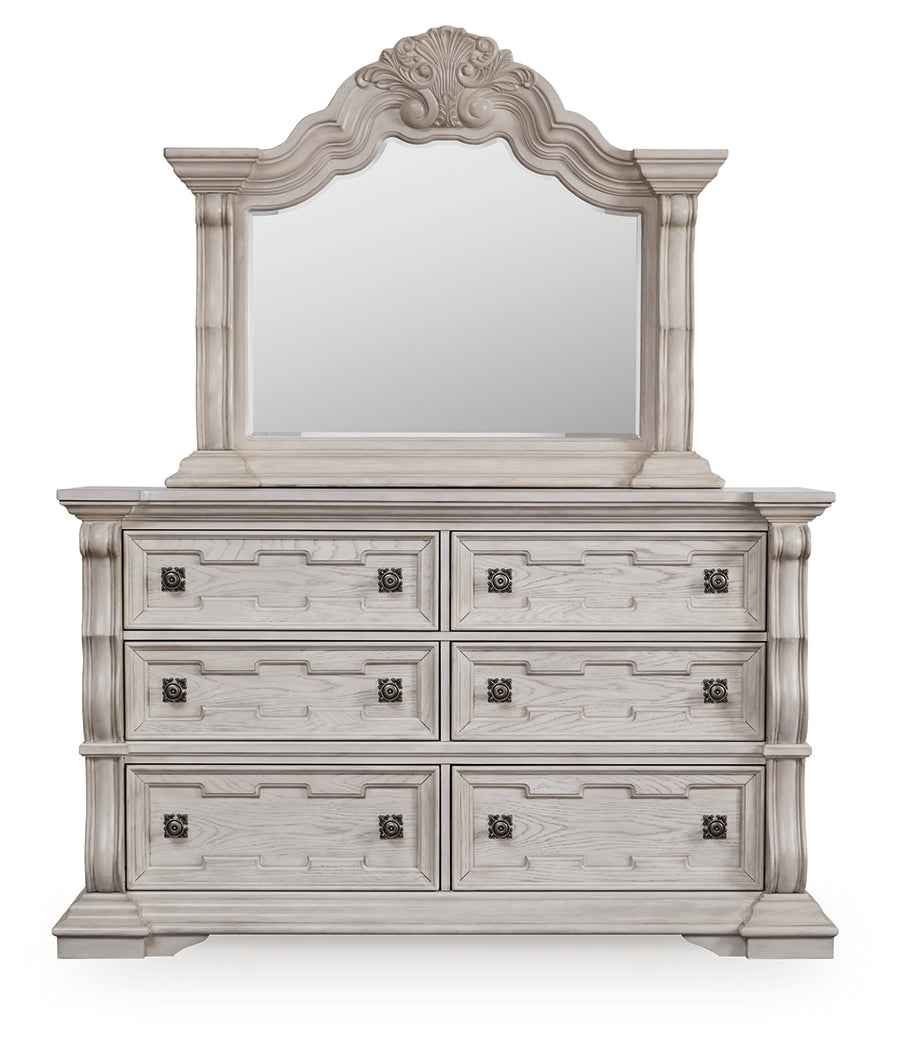 Bruchandi Antique White Dresser and Mirror by Ashley at Eve Furniture