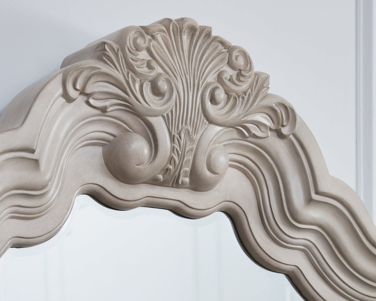 Bruchandi Antique White Dresser and Mirror by Ashley at Eve Furniture