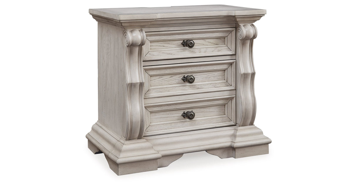 Bruchandi Antique White Upholstered Panel Bedroom Set by Ashley at Eve Furniture