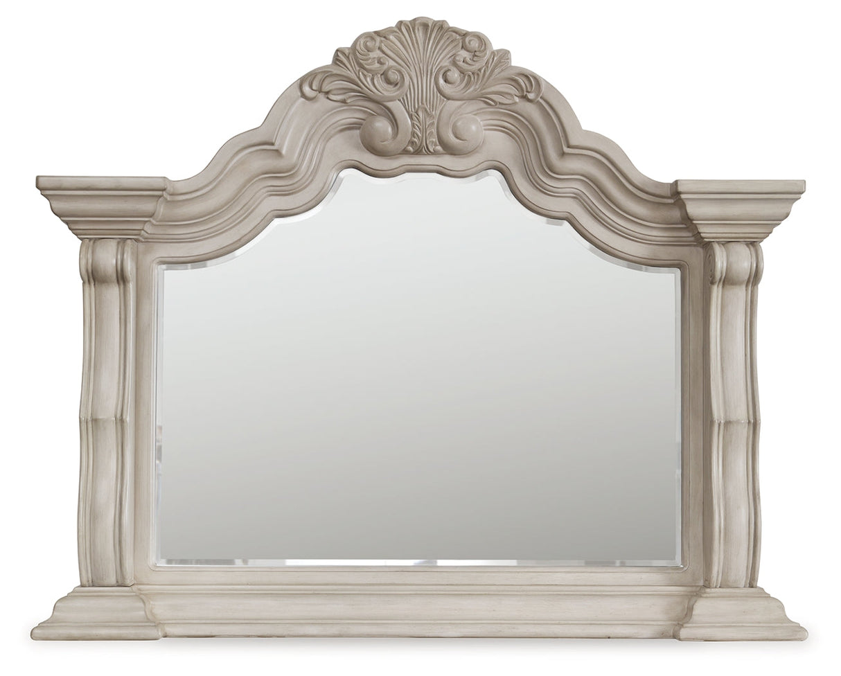 Bruchandi Antique White Upholstered Panel Bedroom Set by Ashley at Eve Furniture