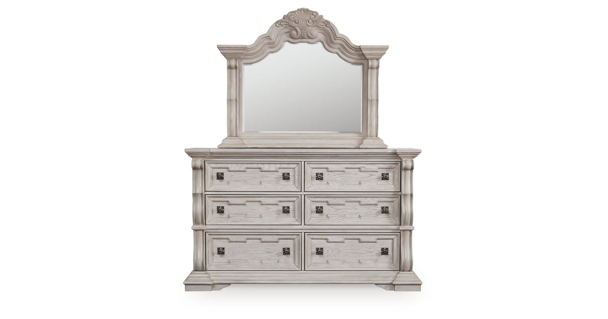 Bruchandi Antique White Upholstered Panel Bedroom Set by Ashley at Eve Furniture