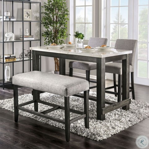 Brule White/Antique Black 5-Piece Counter Table Set by Furniture of America at Eve Furniture